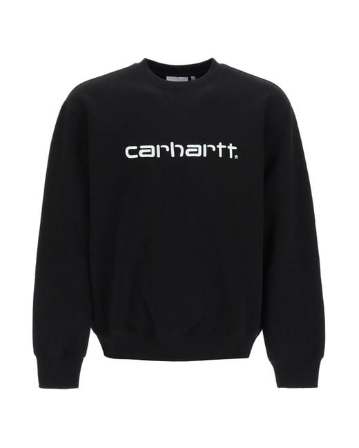 Carhartt WIP Black Crew-neck Sweatshirt With Logo Embroidery for men