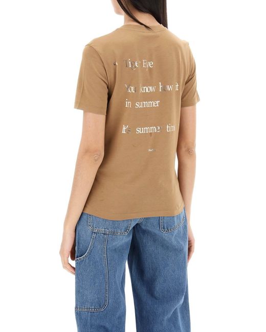 T-Shirt Orlanda Con Stampa Laminata di Max Mara in Natural
