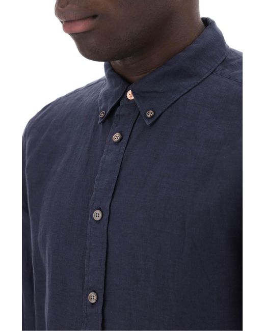 PS by Paul Smith Blue Linen Button-Down Shirt For for men