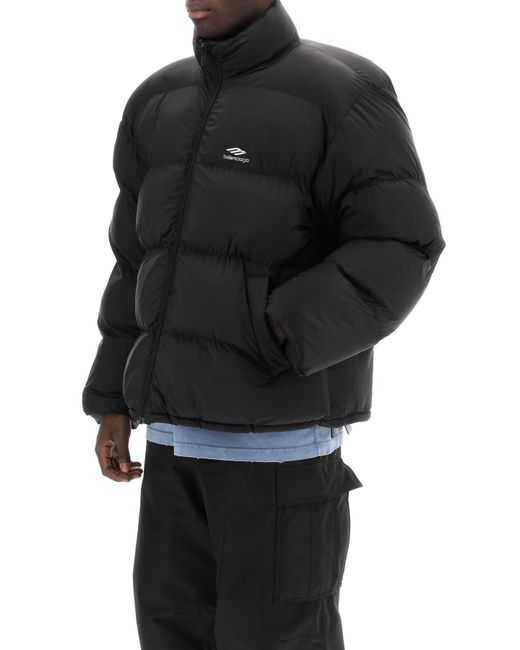 Balenciaga Black 3b Sports Icon Puffer Jacket for men