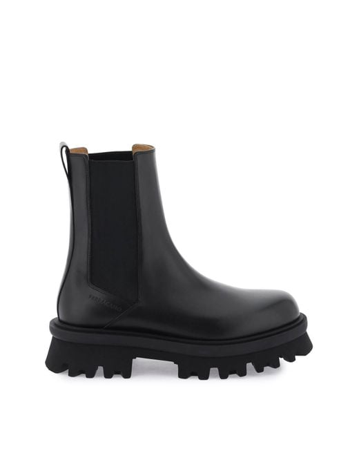 Ferragamo Black Salvatore Leather Chelsea Boots for men