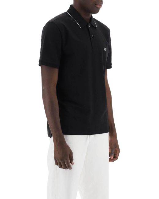 C P Company Black Regular Fit Polo Shirt for men