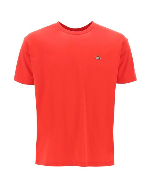 T Shirt Classica Con Logo Orb di Vivienne Westwood in Red