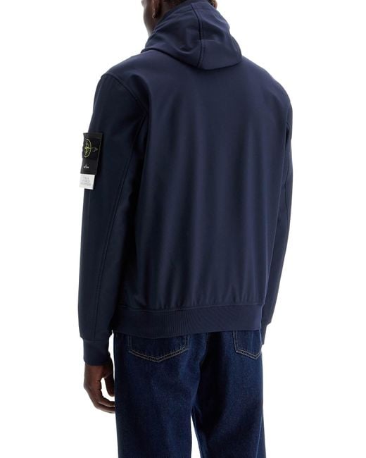 Stone Island Blue Soft Shell-R Hooded Jacket for men