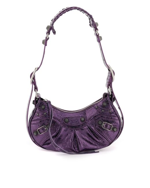 Balenciaga Purple Le Cagole Xs Leather Shoulder Bag