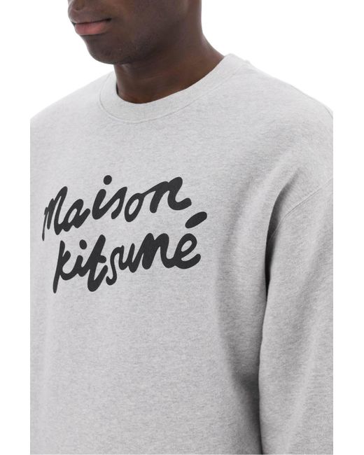Maison Kitsuné Gray Maison Kitsune Crewneck Sweatshirt With Logo for men