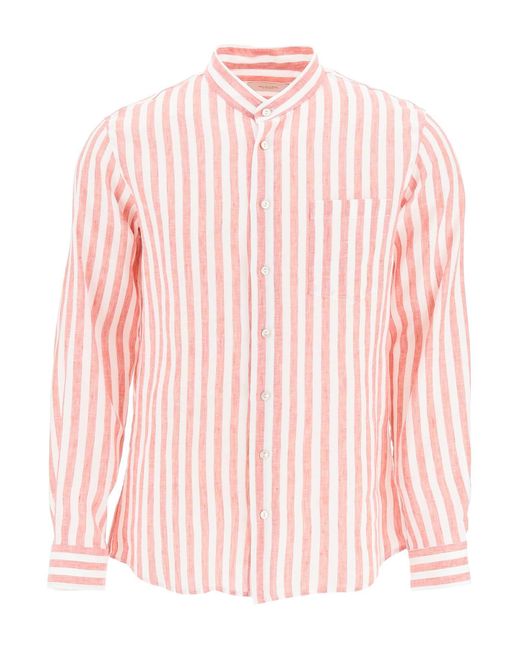 Agnona Pink Striped Linen Shirt for men