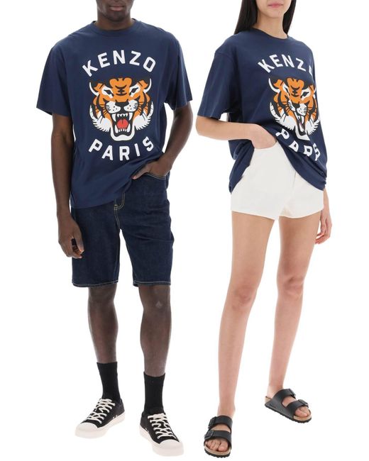 KENZO Blue Lucky Tiger Crew-Neck T-Shirt