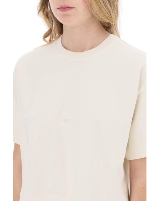 Autry White Boxy T-shirt With Debossed Logo