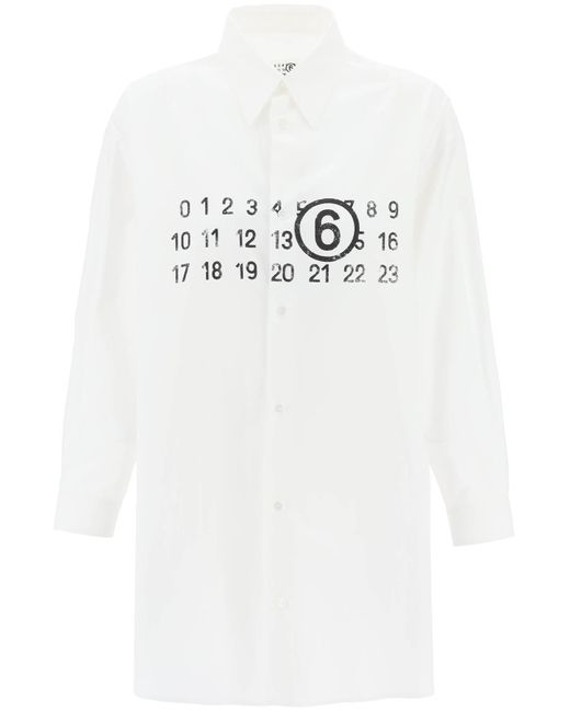 MM6 by Maison Martin Margiela White Shirt Dress With Numeric Logo