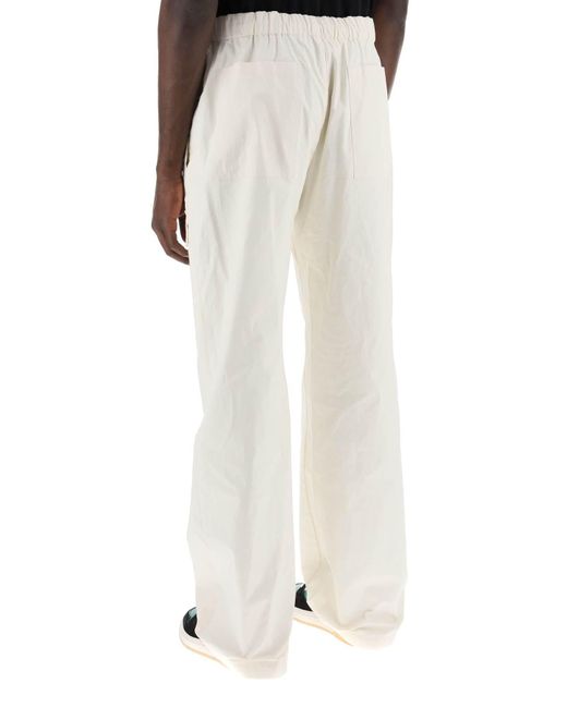 Ferragamo White Linen Coated Pants For Men for men