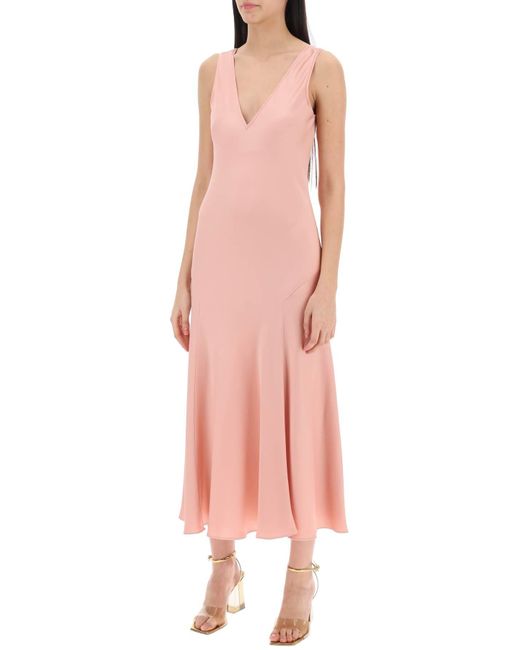 Max Mara Studio Pink Acqui Satin Midi Dress