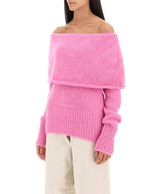 Saks Potts Pink 'skylar' Off Shoulder Sweater