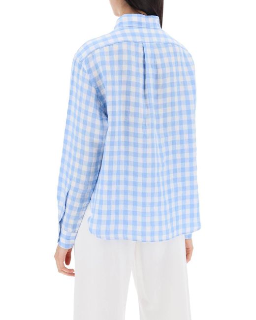 Camicia In Lino Vichy di Polo Ralph Lauren in Blue