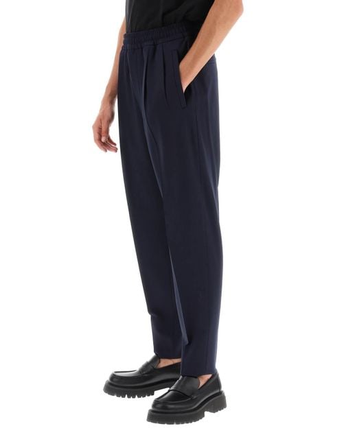 Zegna Blue Jogger Fit Wool Blend Trousers for men