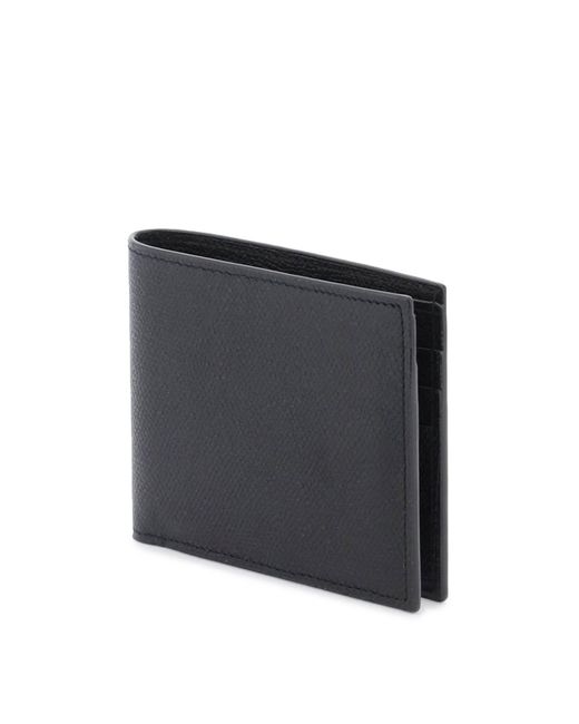 Valextra Black Leather Bifold Money Clip Wallet for men