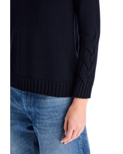 Max Mara Blue Cotton Cable Knit Sweater