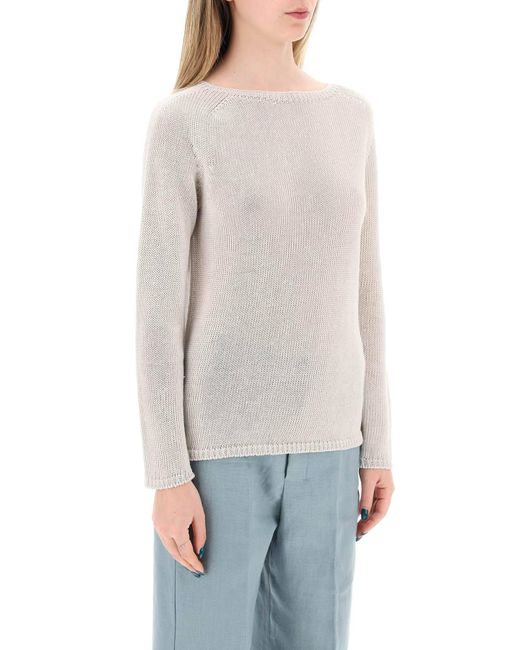 Max Mara White Lightweight Linen Knit Pullover By Giol