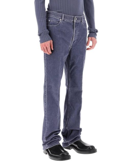 Ferragamo Blue Velvet Five-pocket Pants for men