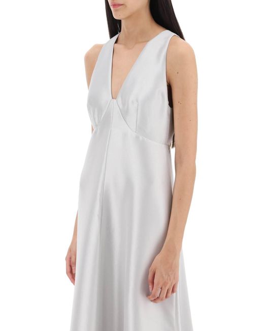 Max Mara White 'Radure' Satin Long Dress