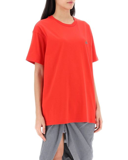 T Shirt Classica Con Logo Orb di Vivienne Westwood in Red
