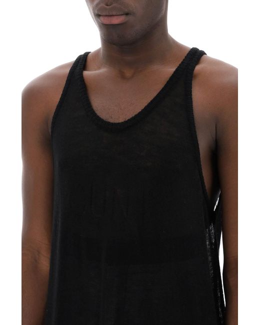 Rick Owens Black "knitted Tank Top With Perforated for men