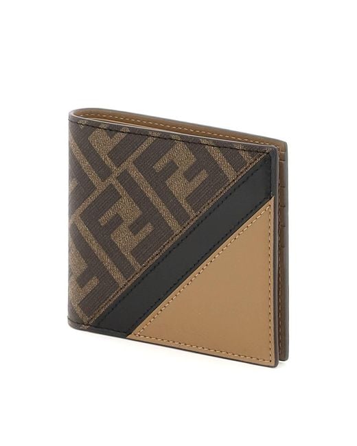 Fendi Diagonal Bi-fold Wallet in Black for Men