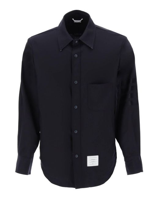 Thom Browne Blue 4 Bar Shirt In Light Wool for men