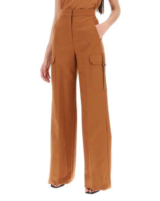 Max Mara Brown Stretch Satin Cargo Pants For /W