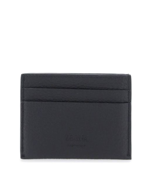 Zegna Gray Leather Cardholder for men