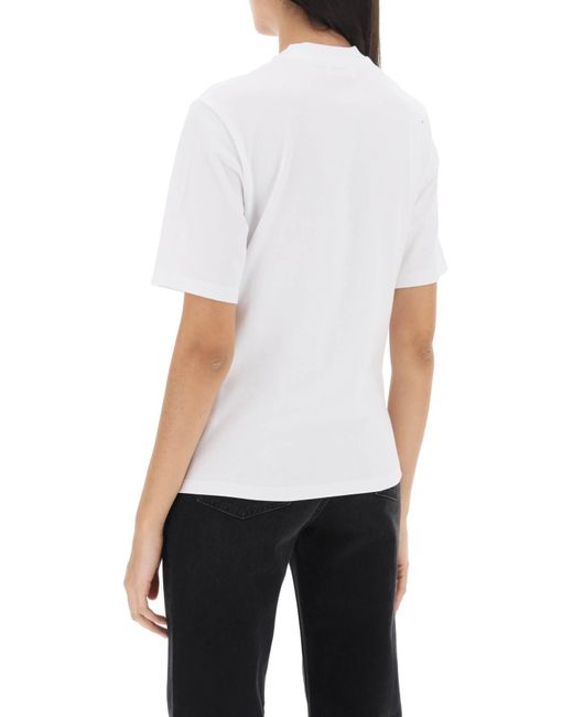 Ferragamo White T-Shirt With Gancini Label