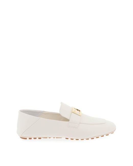 Fendi White 'baguette' Loafers Shoes,