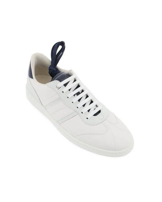 Ferragamo White Hammered Leather Sneakers for men