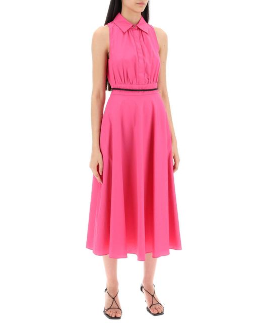 Max Mara Studio Pink "Mid-Length Poplin Polo Dress