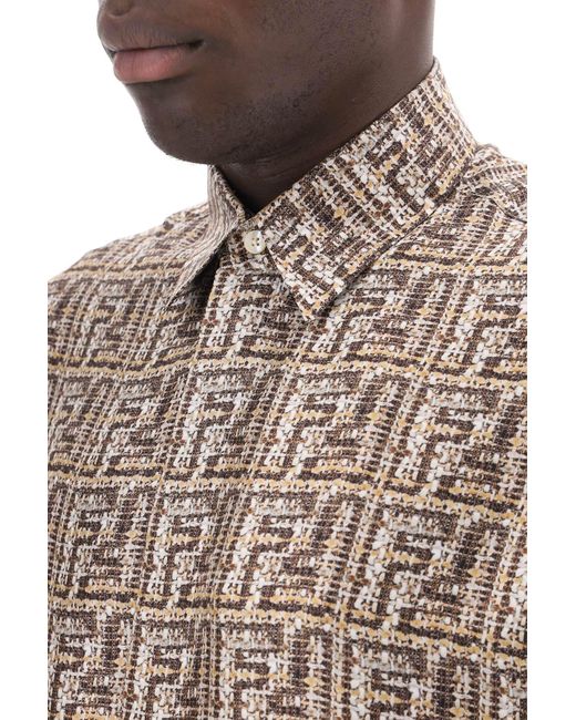 Fendi Multicolor Short-sleeved Silk Shirt With Ff for men