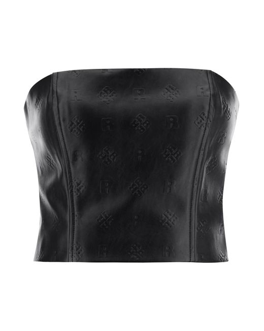 ROTATE BIRGER CHRISTENSEN Black Faux Leather Cropped Top
