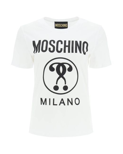 Moschino Double Question Mark T-shirt 38 White,black Cotton | Lyst Canada