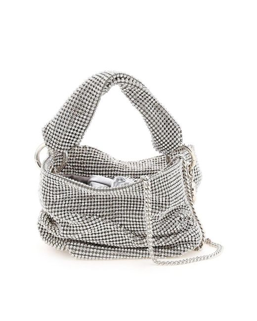 Jimmy Choo Satin Bonny Mini Bag in Silver (Metallic) | Lyst Australia