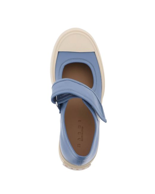 Marni Blue Pablo Mary Jane Nappa Leather Sneakers