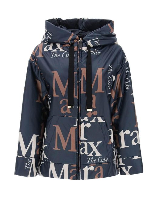 Max Mara The Cube Blue Maxi Reversible Windbreaker Jacket