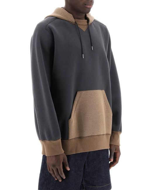 Sacai Gray Hooded Sweatshirt With Reverse for men