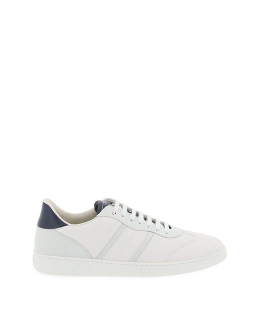 Ferragamo White Hammered Leather Sneakers for men