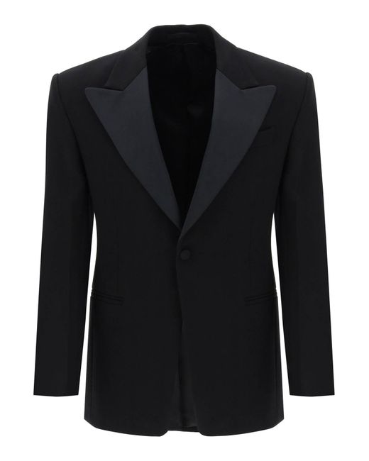 Ferragamo Black Single-Breasted Tuxedo Blazer for men