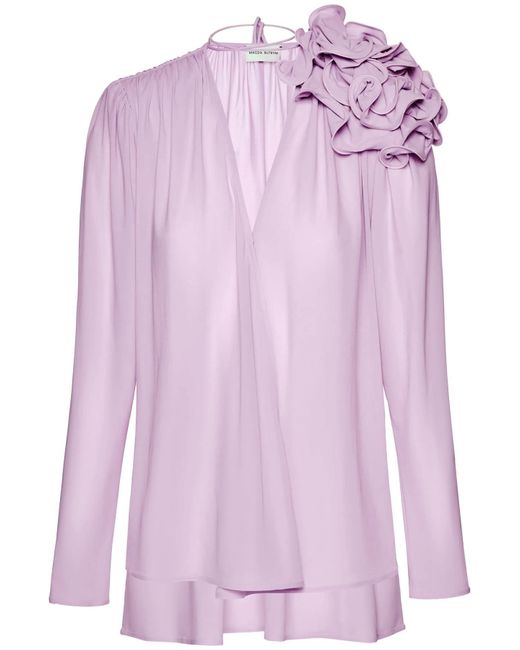 Magda Butrym Pink Jersey Blouse With Fabric Floral Applique