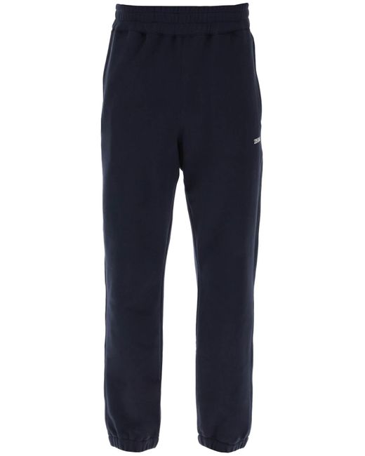 Zegna Blue Cotton Sweatpants With Brushed Finish for men