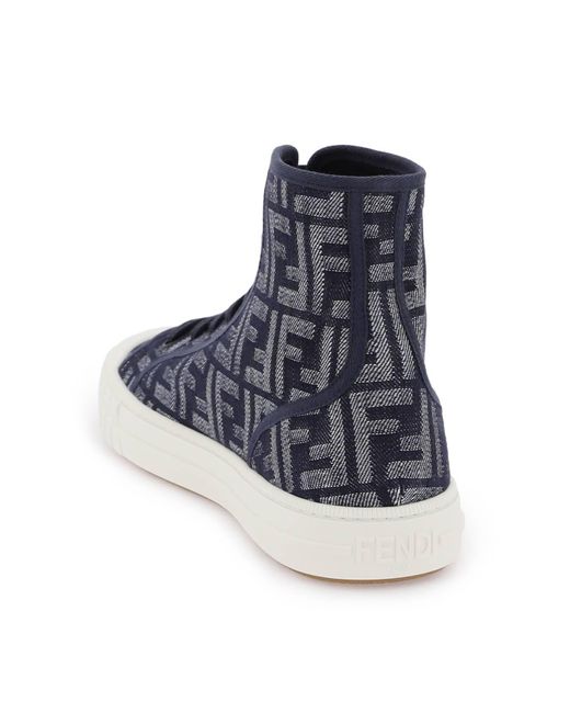 Fendi Blue 'Domino' High-Top Sneakers for men
