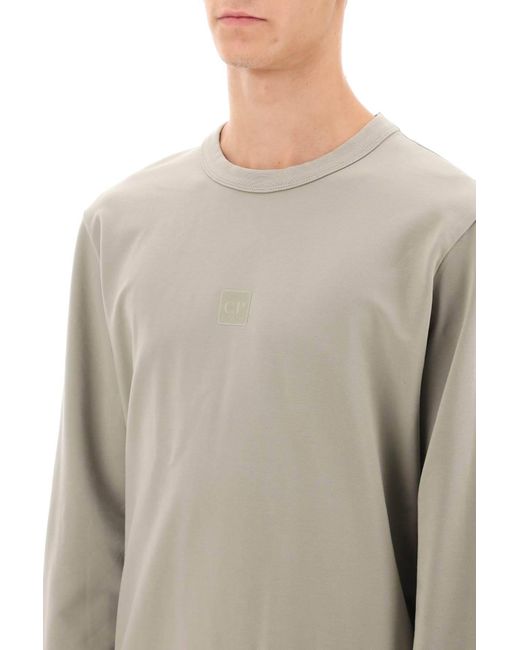C P Company Gray Crew-neck Sweatshirt With Logo Badge for men