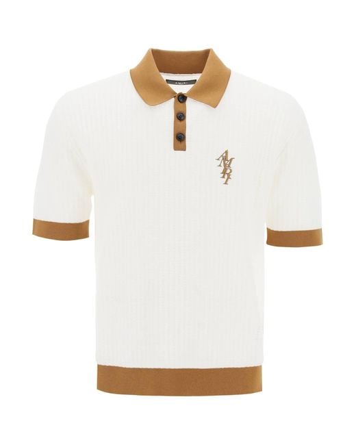 Amiri White Polo Shirt With Contrasting Edges And Embroidered Logo for men