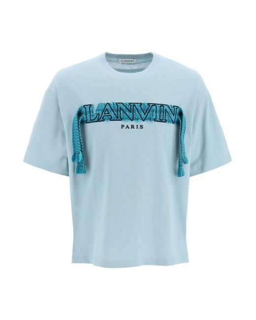 Lanvin Blue Curb Lace Oversized T-shirt for men