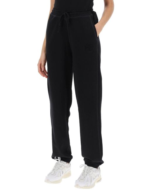 Pantaloni Sportivi In Cotone Sgarzato di Ganni in Black